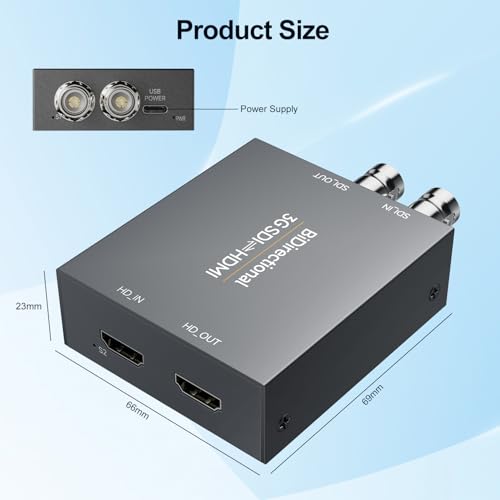 Image of BiDirect HDMI /SDI Converter,3G Micro SDI /HDMI BiDirectional Converter Built in ESD Protection Circuit,Adaptive Input Resolution and Stereo Audio De-embedder for Camera Monitor Projector 1080P