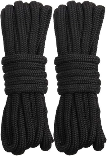 2 Pieces Double Braided Nylon Black Dock Line Boat Dock Line