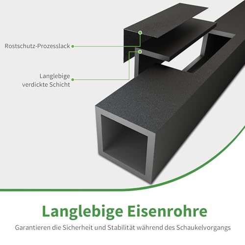M MCombo Hollywoodschaukel 3 Sitzer mit Sonnendach, Gartenschaukel bis 300kg Belastbar, 188x132x182 cm, Schaukelbank Outdoor Wetterfest, 8009 (Dunkgelgrau)