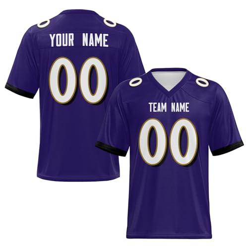 Custom Football Jersey, Football Jerseys Personalized Name/Number, Football Shirt for Men Women and Youth (Raven Purple)