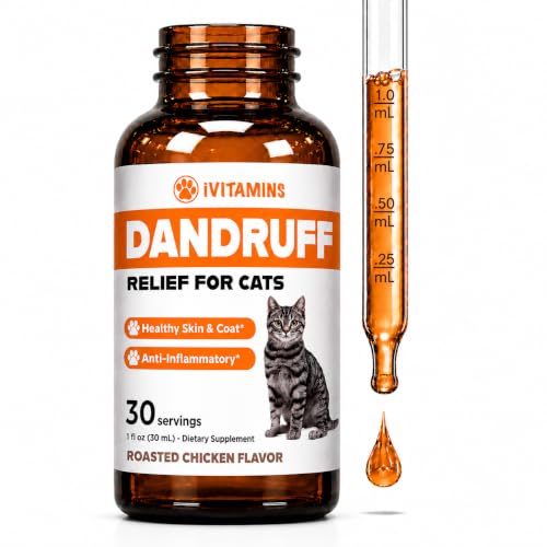 Cat Dandruff Treatment | Naturally Supports a Health Skin & Coat Health | Omega 3 for Cats | Cat Itchy Skin Relief | Allergy Relief for Cats | 1 fl oz