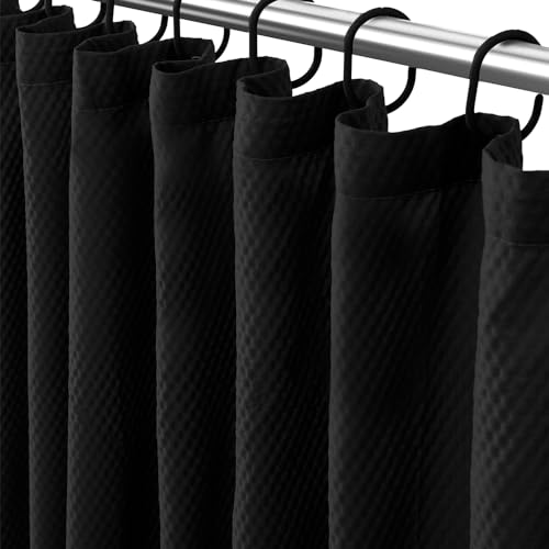 Eazzier Bath Black Shower Curtain Or Liner, Waffle...