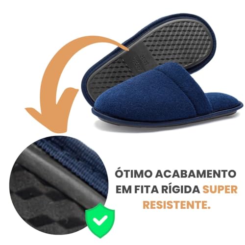 Pantufa Chinelo Tradicional Sola Ante Derrapante Super Quentinha (39/40, Azul)
