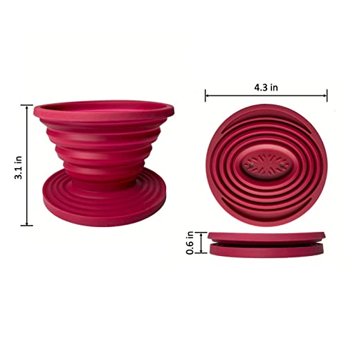 Image of Attsky Collapsible Pour Over Coffee Dripper for Camping, 2-Pack, Red | Reusable Silicone Filter Holder for Travel & Backpacking, Brews 2+ Cups, Single-Cup Brewer, Compact Camp Coffee Maker Kit