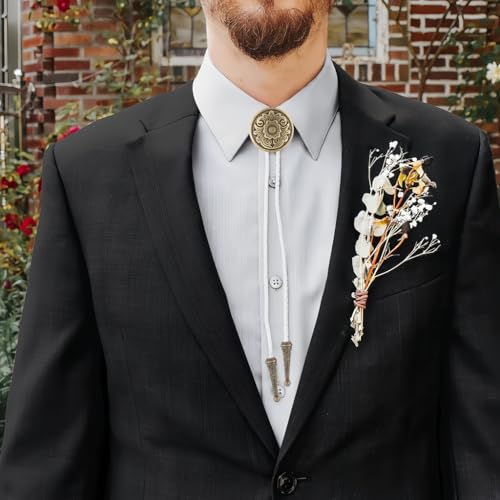 Image of GelConnie Floral Bolo Tie for Men Womens Bolo Tie Necklace Native American Black Men's Bolo Ties Western Cowboy Bolero Ties