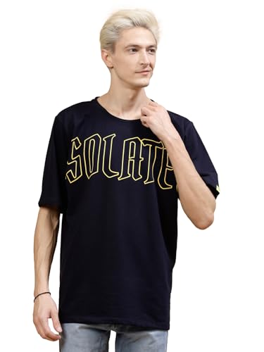 Image of Rigo Back Printed Half Sleeves Round Neck Oversized T-Shirt for Men | Drop Shoulder T-Shirt for Men | Loose Baggy Fit T-Shirt for Men