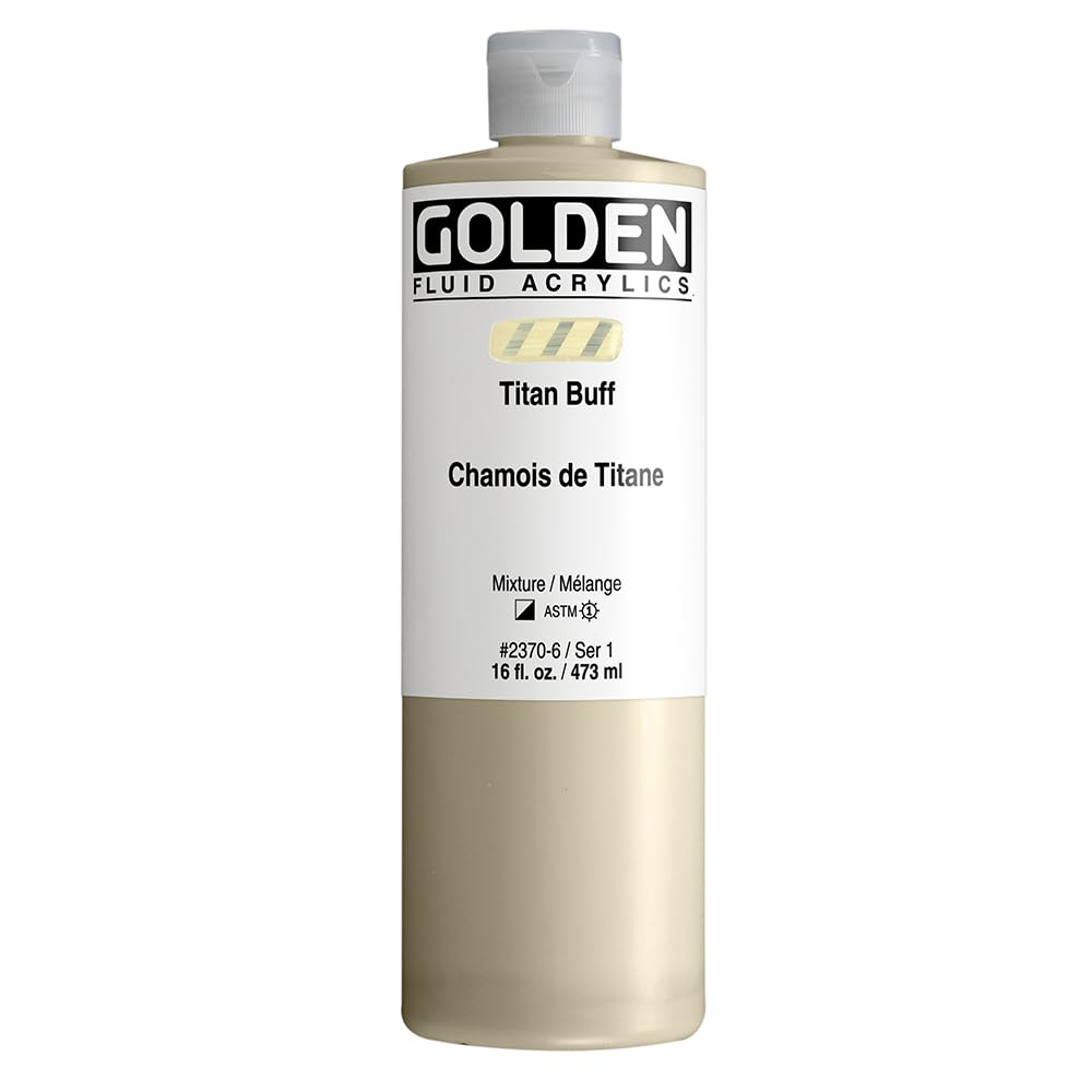 Fluid Acrylics by GOLDEN, Titan Buff, 16 fl. oz. Bottle, Professional Acrylic Paint, Semi-Opaque