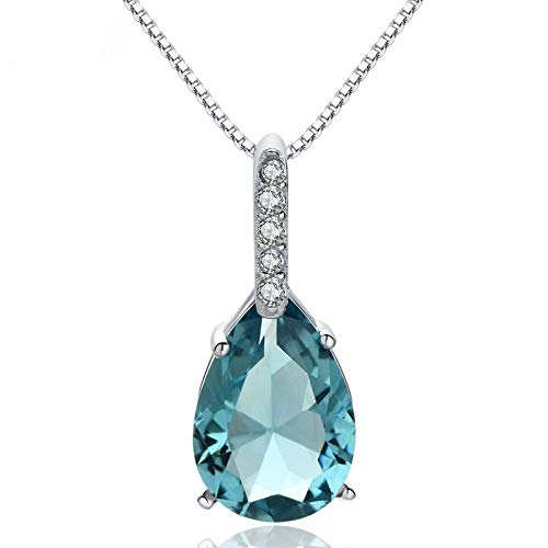 Collier en cristal bleu pyriforme en argent 925 véritable pour femme élégante