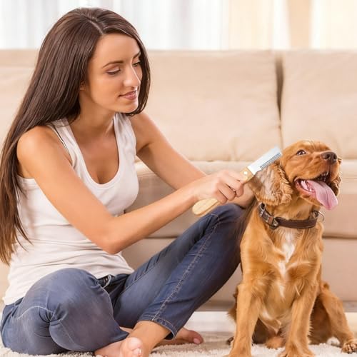 Trimmmesser für Hunde,Edelstahl Trimmer für Katzen Hund,Hundefellpflege Trimmmesser,Trimm Messer Pflegemesser,Trimmkamm Hund mit Holzgriff,Unterwolle Trimmesser für Rauhaardackel Hunde Terrier Dackel