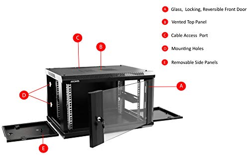 AEONS 6U Professional Wall Mount Network Server Cabinet Enclosure 19-Inch Server Network Rack 16-Inches Deep Black.