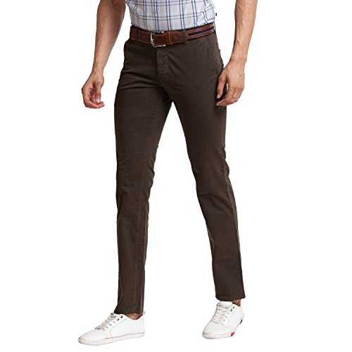 Image of Parx Men's Cotton Blend Solid Pattern Low Rise Tapered Fit Flat Front Casual Trouser