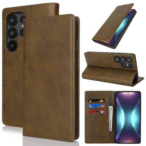 Jaorty Fit for Samsung Galaxy S25 Ultra Wallet Case with Card Holder for Women Men,Galaxy S25 Ultra Phone Case Stand Strong Magnetic PU Leather Flip Fold Protective Purse Case,6.9 Inch,Green