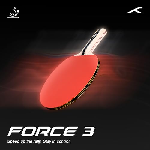 Image of Hundred Force 3 Table Tennis Racket | Control & Spin Focused Paddle | Smooth Handling, Stable Speed | Perfect for Intermediate and Competitive Play - Red /Black