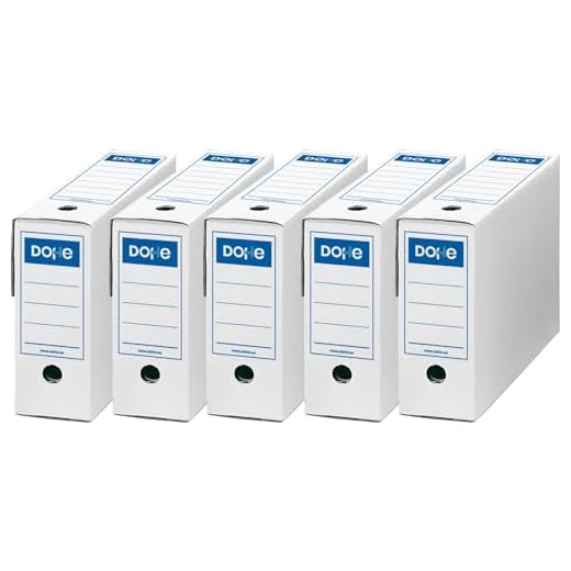 Dohe - Archivadores Definitivos para guardar Documentos y Facturas (5 uds.) - Caja de Cartón Plegable, Montaje Fácil, 2 Posiciones, Tamaño Folio 25,5x35,5x10 cm - Material de oficina