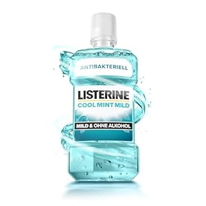 LISTERINE Cool Mint Mild 500 ml, antibakterielle Mundspülung mit ätherischen Ölen und ohne Alkohol, mildes Mundwasser bekämpft wirksam Bakterien, optimale Ergänzung zur täglichen Zahnpflege