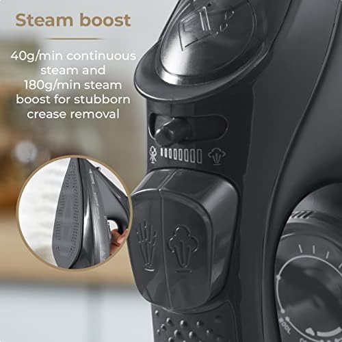 Tower T22008G CeraGlide Cordless Steam Iron with Ceramic Soleplate and Variable Steam Function, Grey