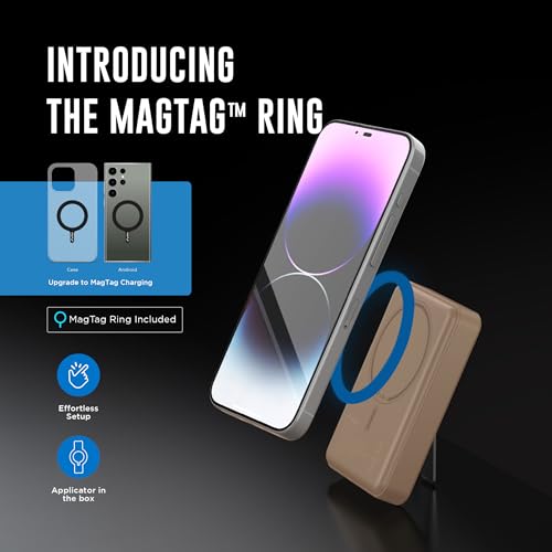 Image of URBN One Premium MagSafe Power Bank 10000mAh | 15W Fast Magnetic Wireless Charging | Built-in Detachable Type C Cable | Dual Port with Pass Through Charging (Mocha)
