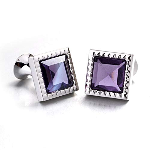 Mancuernillas Daesar Crystal Plateadas y Moradas miniatura 2