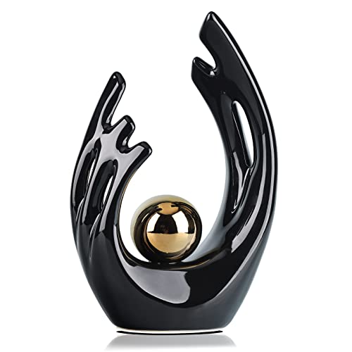 9.5"H Black Aesthetic Room Decor Accent, Tv Stand Funky Table Centerpiece Black, Abstract Art Ceramic Statue And Sculpture, Black Decor For Living Room, Bookshelf Decorative Objects, Shelf Decor #TOP5