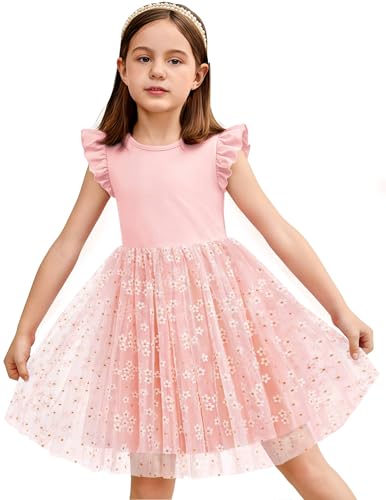 Image of Arshiner Toddler Tutu Dress Little Girls Fluffy Summer Dresses Casual Party Tulle Sundress for Kids 2-6Y
