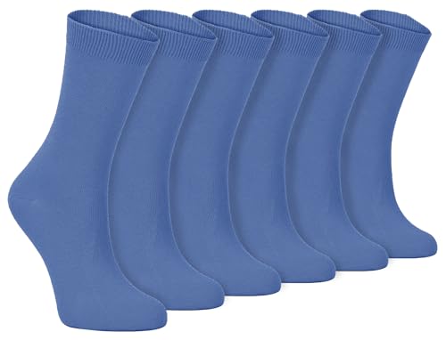 Sock Snob - 6 Pairs of Ladies Thin Plain Coloured Cotton Rich Ankle Socks 4-7 uk (4-7 uk, PL30 Purple) (4-7 uk, PL30 Denim Blue)
