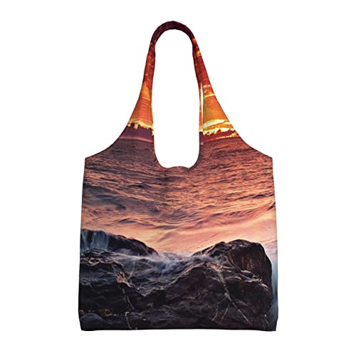 Sac fourre-tout en toile récif rouge lavable et réutilisable pour le quotidien