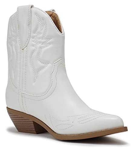 Image of Soda Women Cowgirl Cowboy Western Stitched Ankle Boots Pointed Toe Short Booties Rigging-S (Wide Fit Available)