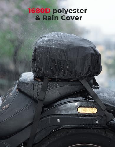 KEMIMOTO Bolsa traseira de motocicleta, bolsa de assento traseiro de motocicleta de uso duplo com ca