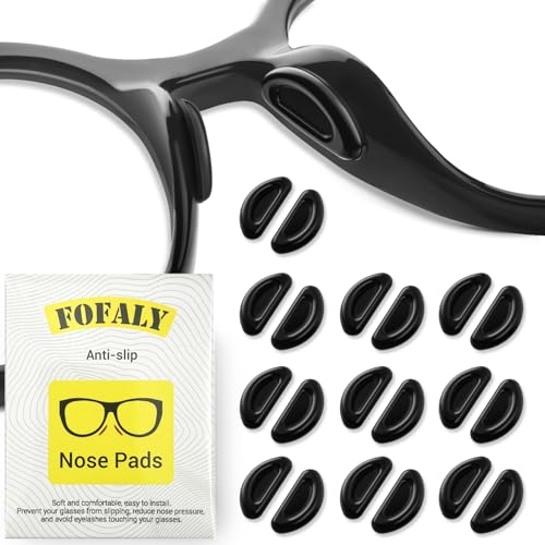 FOFALY Eyeglass Nose Pads, Anti Slip Nose Pads for Glasses, Soft Comfortable Silicone Cushions for Sunglasses, Reduce Pressure and Prevent Slipping for Glasses (10 Black Pairs)