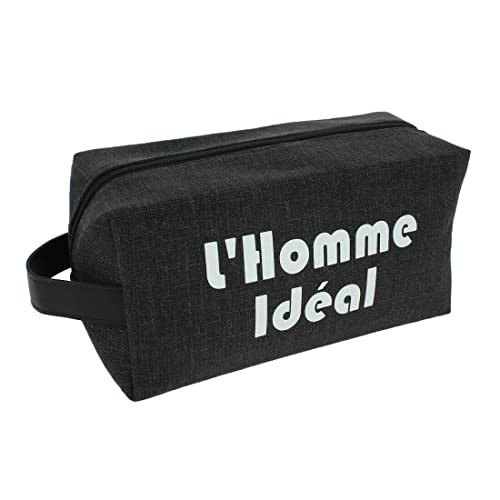 Trousse de toilette homme idéal en coton anthracite confectionné en France