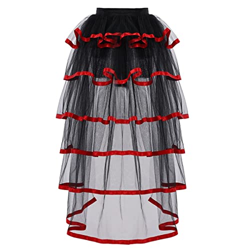 GRACEART Victorian Steampunk Noir Bustle Tutu Ceinture sous-Jupe Dentelle (Ourlet Rouge) Cover