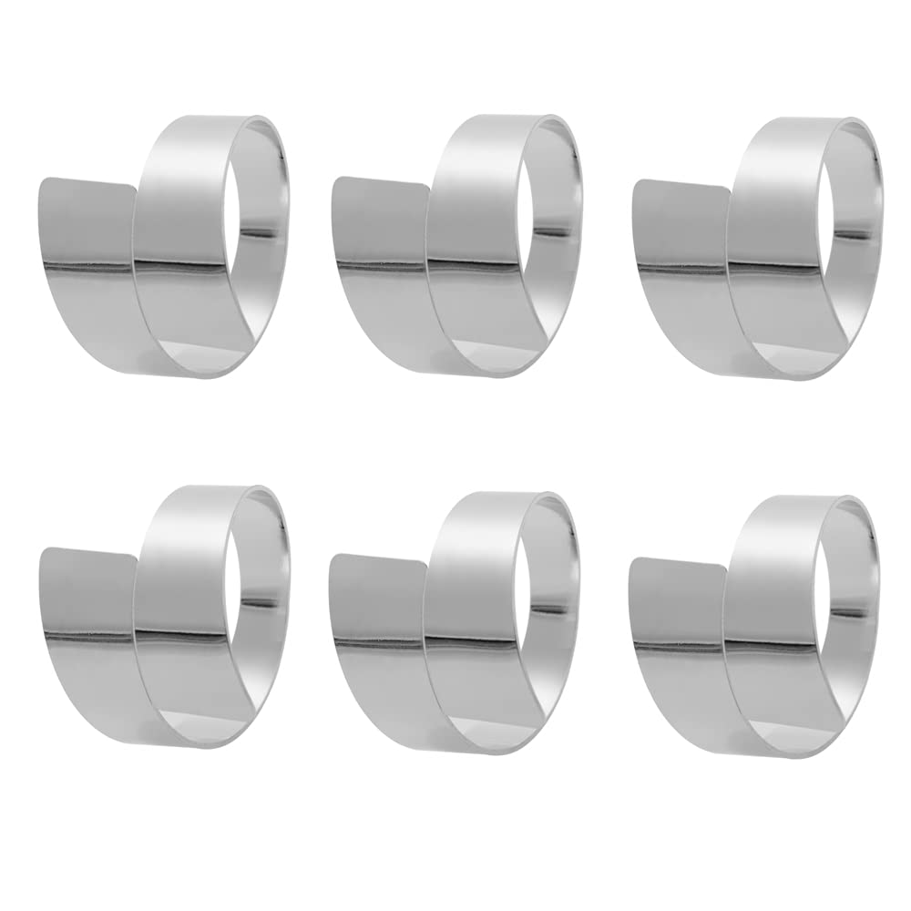 REYIN-CHHN 6Pcs Silver Metal Spiral Scroll Napkin Rings, Round Serviette Buckle Holders for Wedding Banquet Party Buffet Family Dinner Table Decor