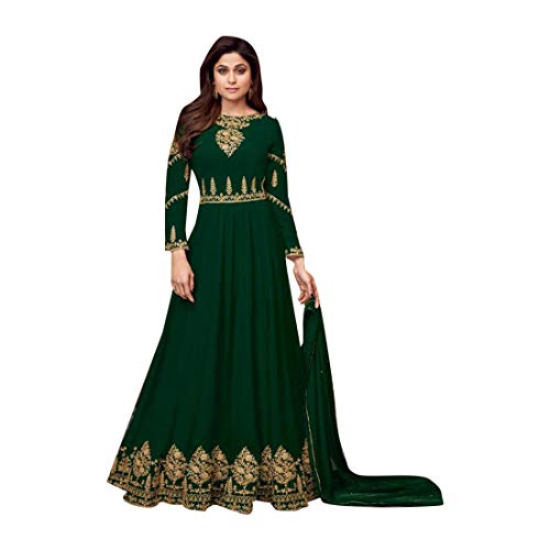 Green Indian Ethnic Anarkali Salwar Kameez Lunghe Donne Musulmane Vestono Bollywood Abaya Designer Wedding 7546