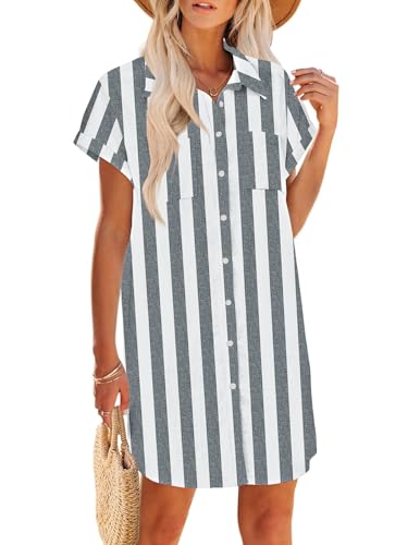 Zeagoo Summer Dresses for Women 2026 Cotton Button Down Short