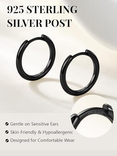 Image of Silvora 14K Gold Plated Huggie Hoop Earrings for Women, Small Sterling Silver Hoops, Hypoallergenic Cartilage Earrings for Sensitive Ears 8 /10 /12 /14 /16 /18 /20MM