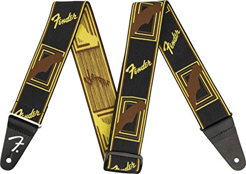 Fender© »Weighless™ » Monogram Sangle pour Guitare et Basse – 5cm de large – Noir/Jaune/Brun - Les Beatles, Paul McCartney, John Lennon, RIngo Starr, George Harrison Fender©"Weighless™" Monogram Sangle pour Guitare et Basse - 5cm de large - Noir/Jaune/Brun – Image 4