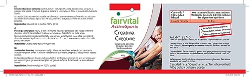 Miniatura 6 de Fairvital Creatina En Polvo - 100 Pura Y Vegana - Monohidrato De Creatina - Dosis Elevada - 400g - Calidad Alemana