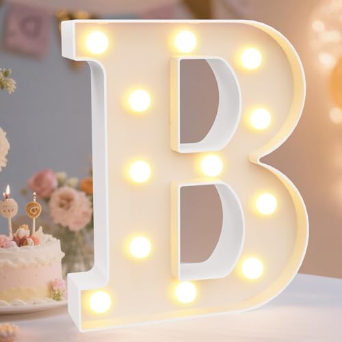 Image of Pooqla LED Marquee Letter Lights Sign, Light Up Alphabet Letter for Home Party Wedding Decoration B