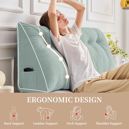 Sasttie Headboard Pillow Full, Wedge Pillow Headboard, Mint Green by Sasttie - Image 3