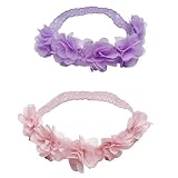 Jilukibo Baby Elastic Lace Bows Flower Headbands, Stretch Gold Princess Floral Hair Band Headwear fo
