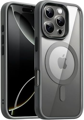 Minesk iPhone 17 için SUPER-CRYSTAL Magsafe ile Uyumlu Kılıf Arkası Kristal Berraklığında Cam Görünüm Kenarları Darbe Emici Silikon Hybrid Kılıf (Titanyum, 17) - Görsel 2