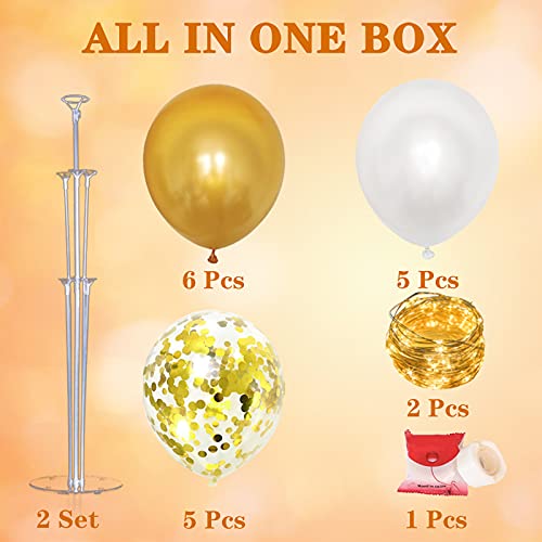 2 Set Table Balloon Stand Kit Gold With String Light Table Centerpiece Balloon For Birthday Baby Shower Party Thanksgiving Decorations #TOP1