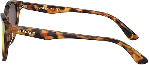 Miniatura 3 de Versace Gafas de sol para niños, montura Havana, lentes rojo espejo violeta oscuro, 1.811 in, HabanaLogotipo doradoVioleta Oscuro Espejo Rojo