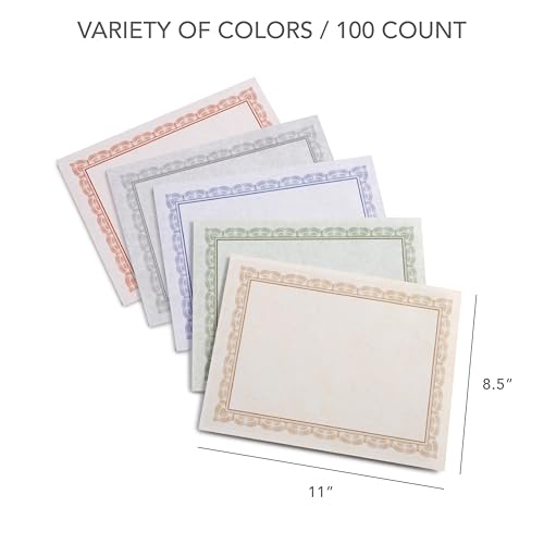 Gartner Studios Variety Pack Certificate Paper, 65lb, 8.5” x 11”, 100 Count, Red, Blue, Gray and White Customizable Blank Award Certificates (74933)