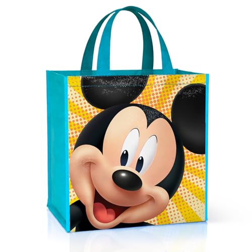 Disney Mickey Mouse Tote Bag Accessories Set with 15 Grocery Bag Featuring Mickey Mouse | Double-Sided Mickey Reusable Bags Medium