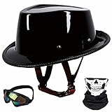 Open Face Motorcycle Helmet Motorcycle Helmet Western Cowboy Half Helmet Summer Western Cowboy Hat Unisex-Adult Half Helmet Retro Motorcycle Helmet Suitable for Motorcycle Mopeds DOT Approved