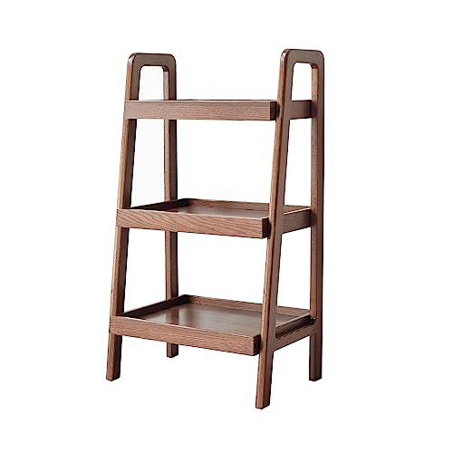 Grewood 3-Tiers Ladder Shelves, 100% Solid Wood Ladder Bookshelf with