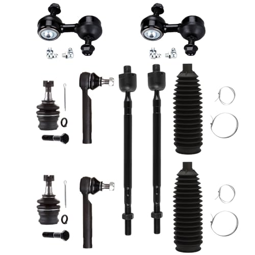 10-PC SET Suspension Kit for 2009-2013 for Subaru Forester Front Lower Ball Joint Sway Bar End Link Outer Inner Tie Rod Steering Boot