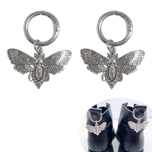 2 Pcs Skull Butterfly Shoe Pendants, Gothic Charms for DIY Decoration, Alternative Accessories and Croc Charms for Adults, Perfect for Trainers, Boots or Bags