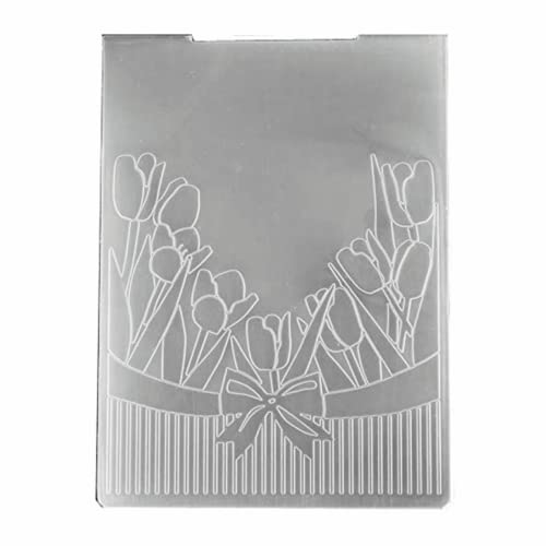 Arbuya Tulip Flower Mothers Day Plastic Embossing Folder for Scrapbook DIY Album Card Tool Plastic Template Folders-AFD021